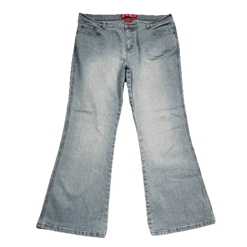 Y2K Glo Flared Jeans 15 Short (34x28) Light Wash Blue Denim Juniors